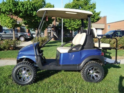 Golf Cart - Club Car Blue Lifted - Side